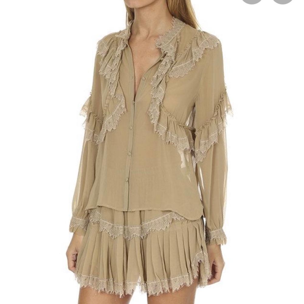 NWT Love Shack Fancy Clara Raffia blouse size xs